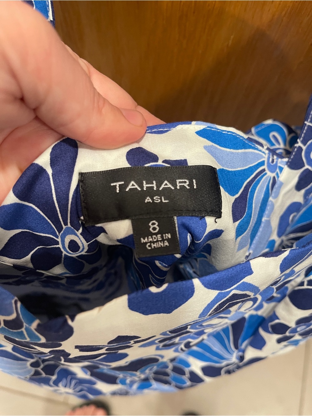 NWT Tahari Blue & White Floral Square-Neck Midi Dress, Summer, Holiday, - Picture 6 of 7